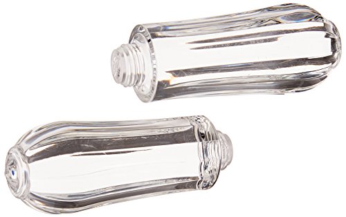 Two clear cylindrical acrylic lever handle accents with metal mounting collars shown at different angles.