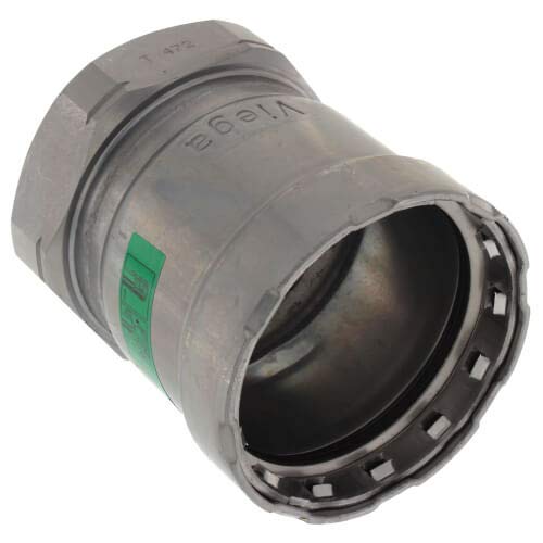 Viega MegaPress 2 press adapter with female thread connection in zinc-nickel coated carbon steel.