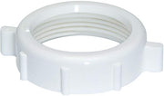 White plastic slip joint nut with threaded interior and grip tabs, 1-1/2 inch diameter.