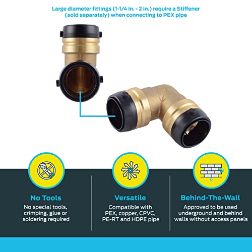Sharkbite 1-1/4 in. Push-to Connect Brass 90-Degree Elbow Fitting - UXL0235