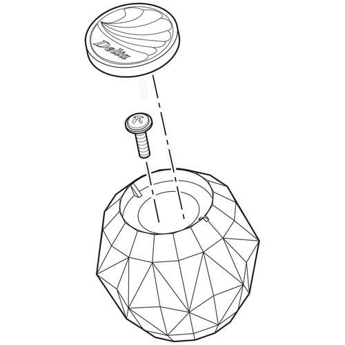 Clear acrylic knob handle with chrome screw and mounting hardware, shown disassembled.