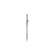 Brushed nickel vertical wallbar with integrated handheld shower holder and cylindrical design.