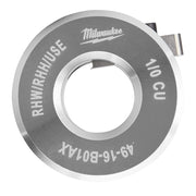 Gray metal bushing ring with central hole, Milwaukee branding, and "1/0 CU RHH/RHW/USE" text stamped on face.