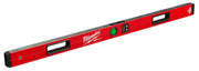 Red Milwaukee REDSTICK digital level with gray top edge, digital display, and grip handles on both ends.