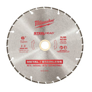 Milwaukee STEELHEAD 6-inch diamond cut-off blade with segmented edge, designed for metal and stainless steel cutting.