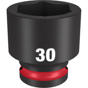 Black 30MM socket with hexagonal opening and red grip band on base.