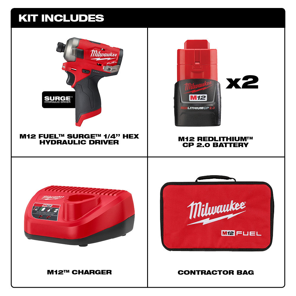 Milwaukee 2551-22 M12 FUEL SURGE 1/4 in. Hex Hydraulic Driver 2 Battery Kit