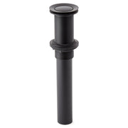 Matte black grid lavatory drain with threaded cylindrical body and circular top flange.