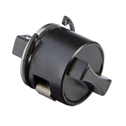 Black metal ratchet shift knob assembly with square drive socket and metal band clamp.