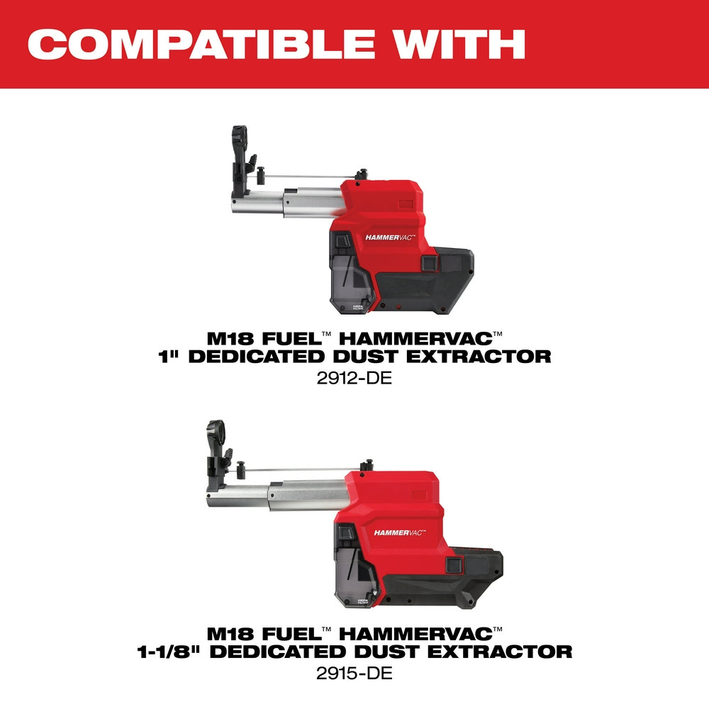 M18 HAMMERVAC dust box, filter, and lid accessory compatible with dedicated dust extractors.
