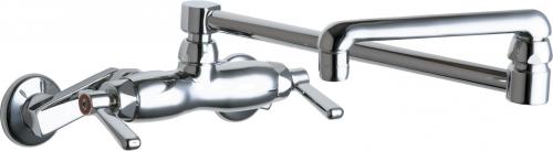 Chicago Faucets 445 Series Wall mounted 18 in. Double Jointed Faucet with Swing Spout in Chrome - 445-DJ18ABCP