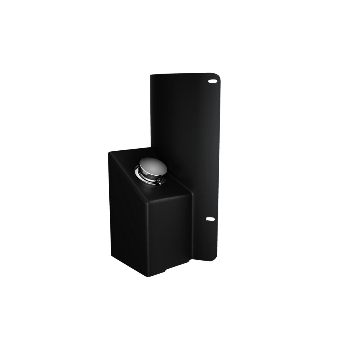 Black foot pedal accessory with metal button for outdoor bottle filler activation.