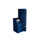 Blue foot pedal accessory with silver button for outdoor bottle filler activation.