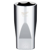 Chrome 1/2" drive deep socket with 30mm opening and Milwaukee branding.