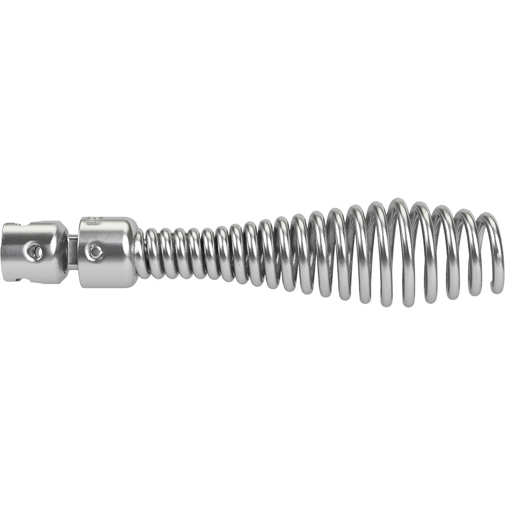 Metal sectional cable auger with drop head bulb connector and coiled spring design.