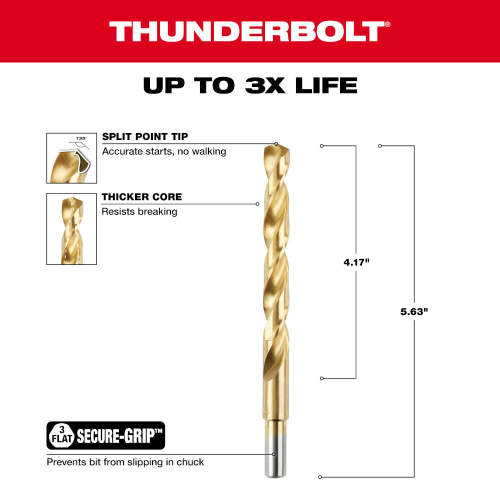 Milwaukee 48-89-2226 29/64 in. Thunderbolt Titanium Coated Drill Bit
