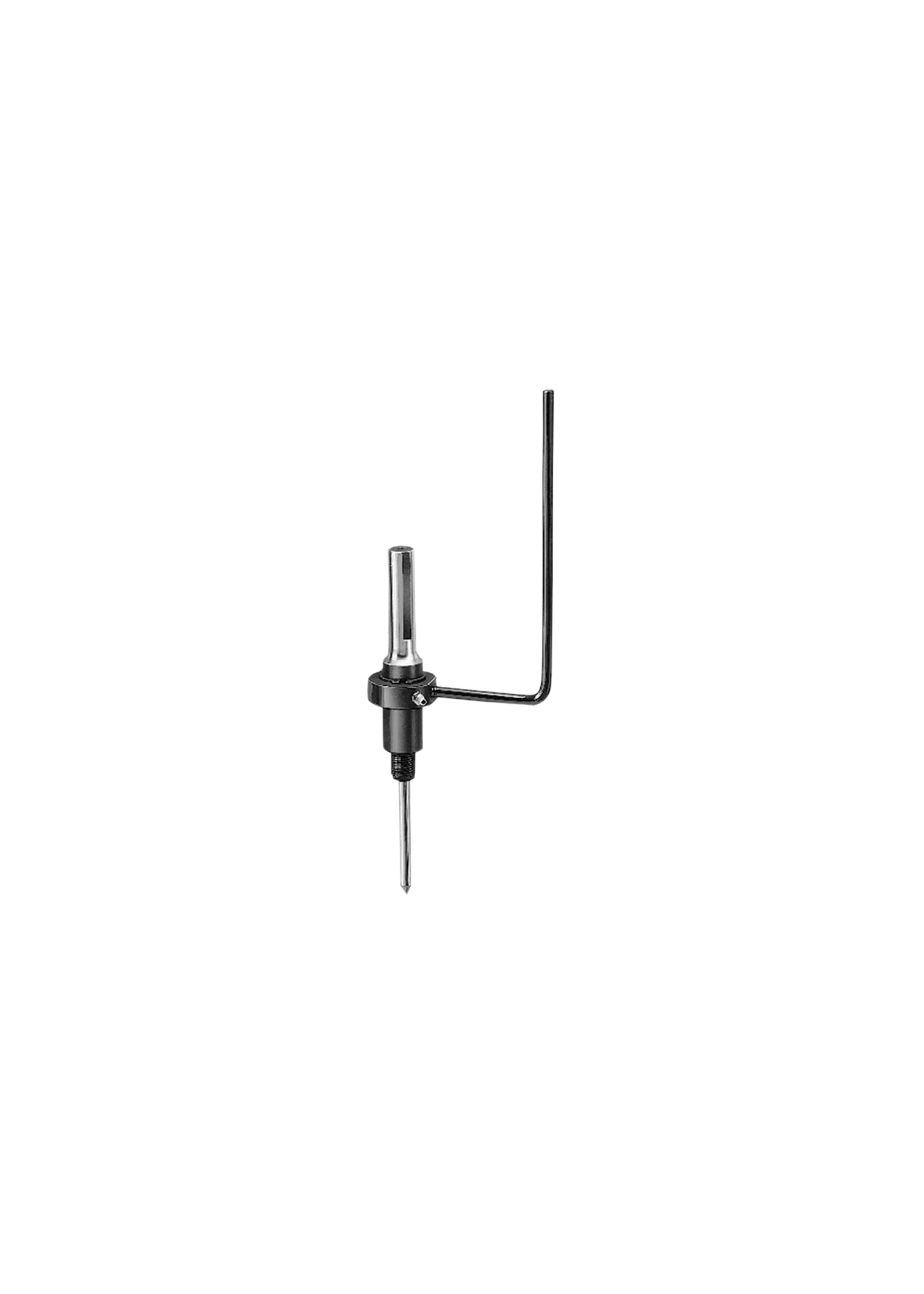 Steel hawg cutter arbor with 3/4 inch shank and threaded connection point, featuring L-shaped arm attachment.