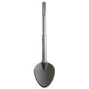 Gray SDS-Max clay spade with rounded blade and long steel shaft.