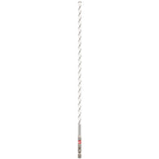 Long spiral flute carbide drill bit with 1/2 inch shank and red band marking near the tip.