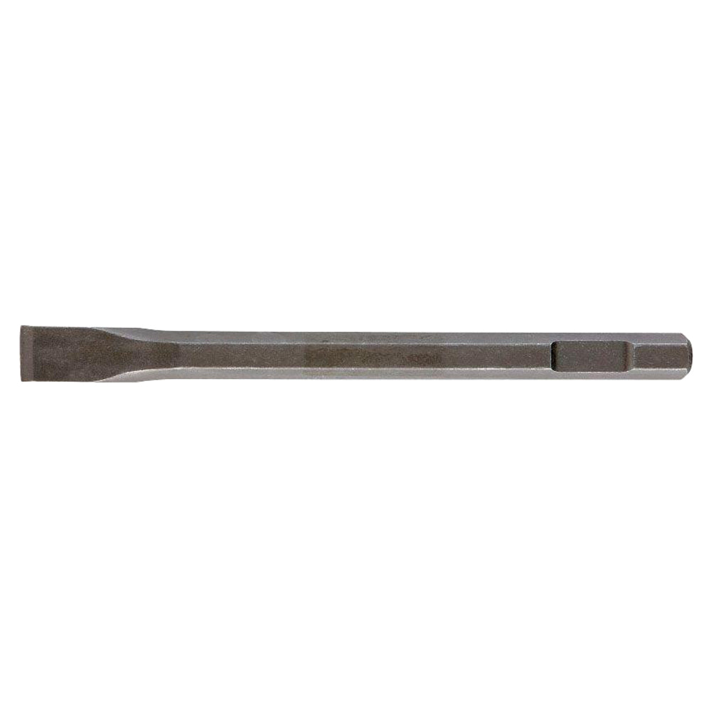 Milwaukee flat chisel with 3/4 inch wide blade, gray metal construction, and rectangular strike end.