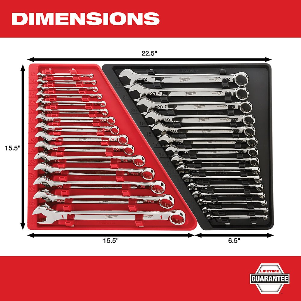 15-piece combination wrench set in red and black case with SAE sizes ranging from small to large.