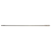 Silver metal flat boring bit with pointed tip and cylindrical shaft against white background.