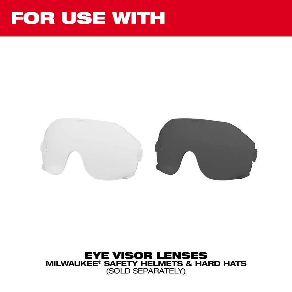 Clear and dark tinted replacement visor lenses for Milwaukee BOLT safety helmet.
