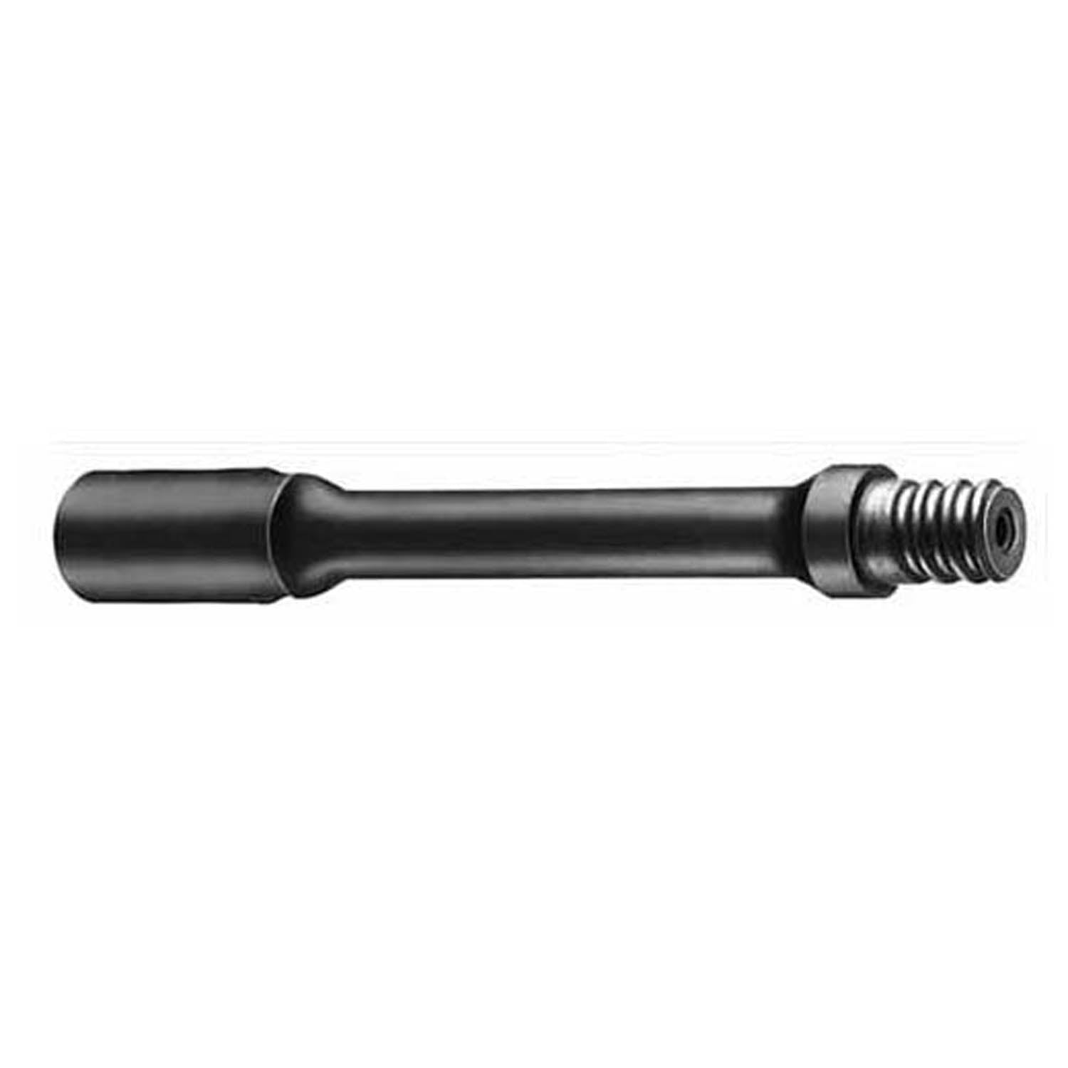 Black metal extension rod with threaded connection on right end and socket coupling on left end.