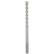 Gray metal SDS-Max drill bit with four-flute cutting head and twisted shaft.