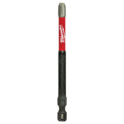 Two Milwaukee Shockwave PH3 impact bits with red sleeves and black hex shanks.