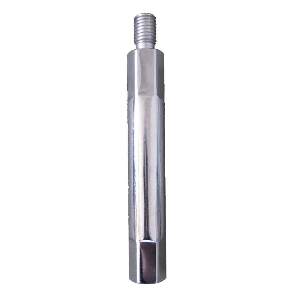 Metal core bit extension with threaded top connection and hex-shaped lower section, 11 inches long.