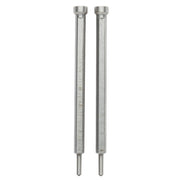 Two metallic cylindrical retractable pins with hex heads and pointed tips.