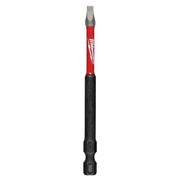 Milwaukee Shockwave impact power bit with square recess #3 tip, red and black shaft, 3-1/2 inches long.
