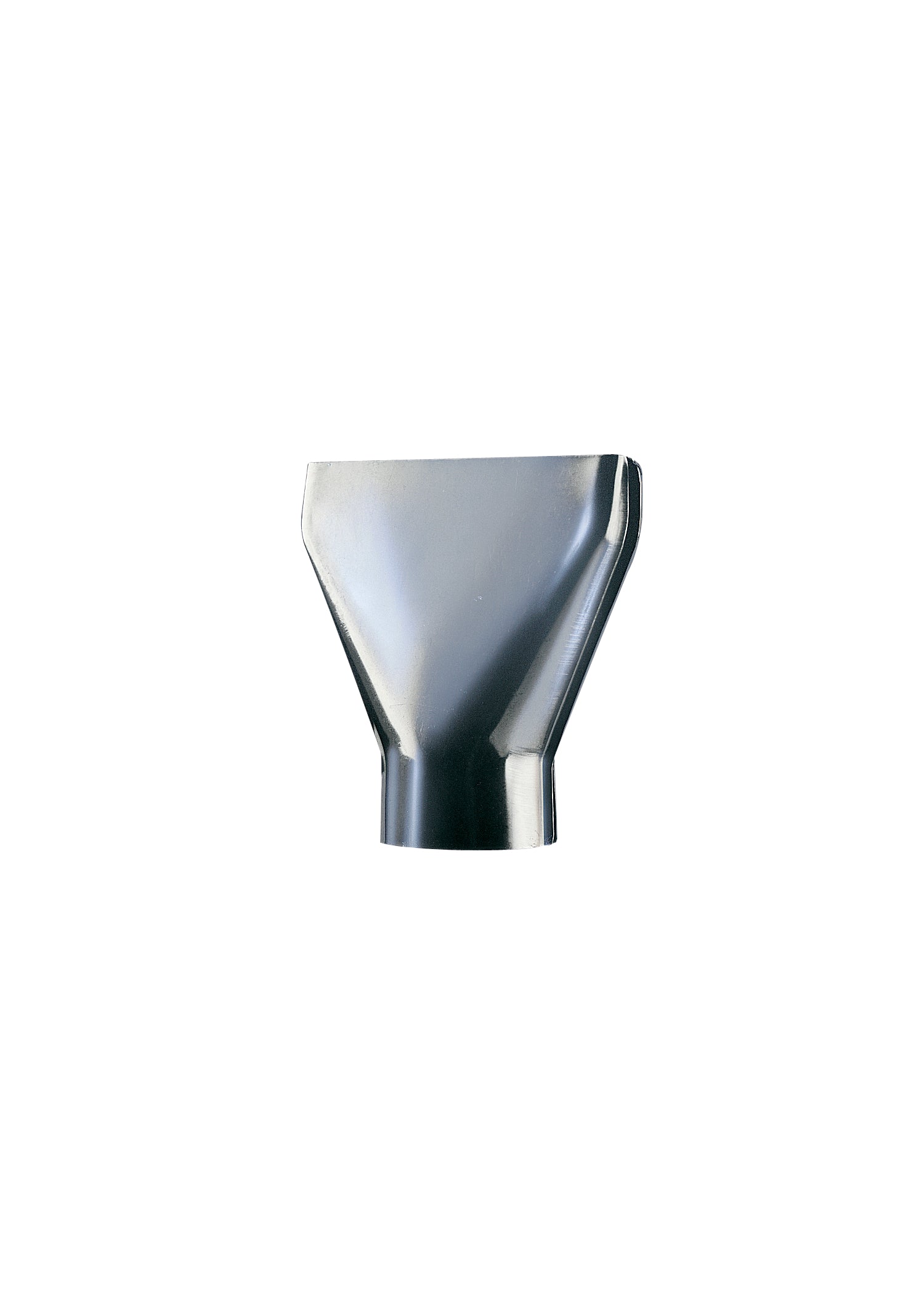 Metal air spreader nozzle with tapered body and flat top opening.