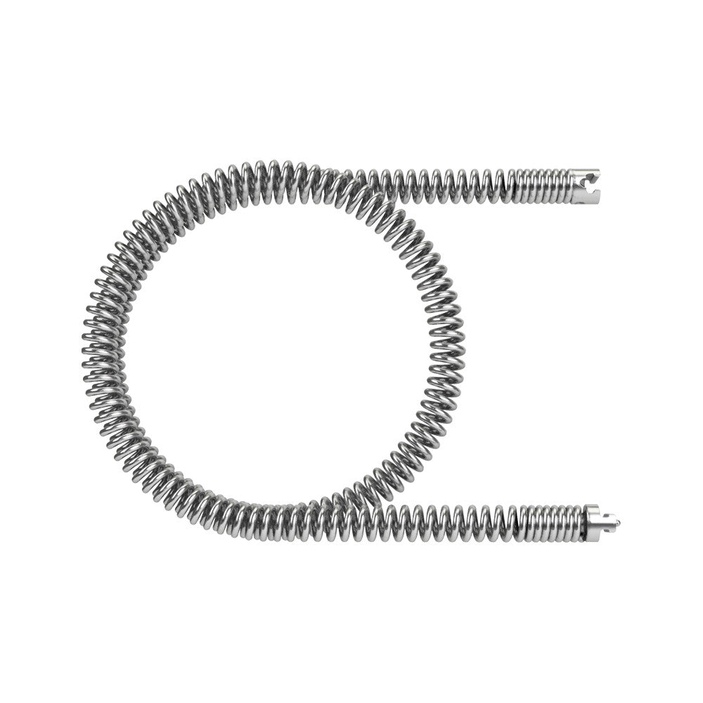 Coiled metal sectional cable with connector ends on both sides.