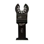 Milwaukee OPEN-LOK 3-1/2" HCS segmented wood cutting blade with black metal construction and fine teeth.
