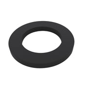 Black rubber gasket with oval opening, tailpipe component.