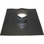 Black metal roof flashing with circular opening and mounting base for Rinnai tankless water heaters on tile or shingle roofs.