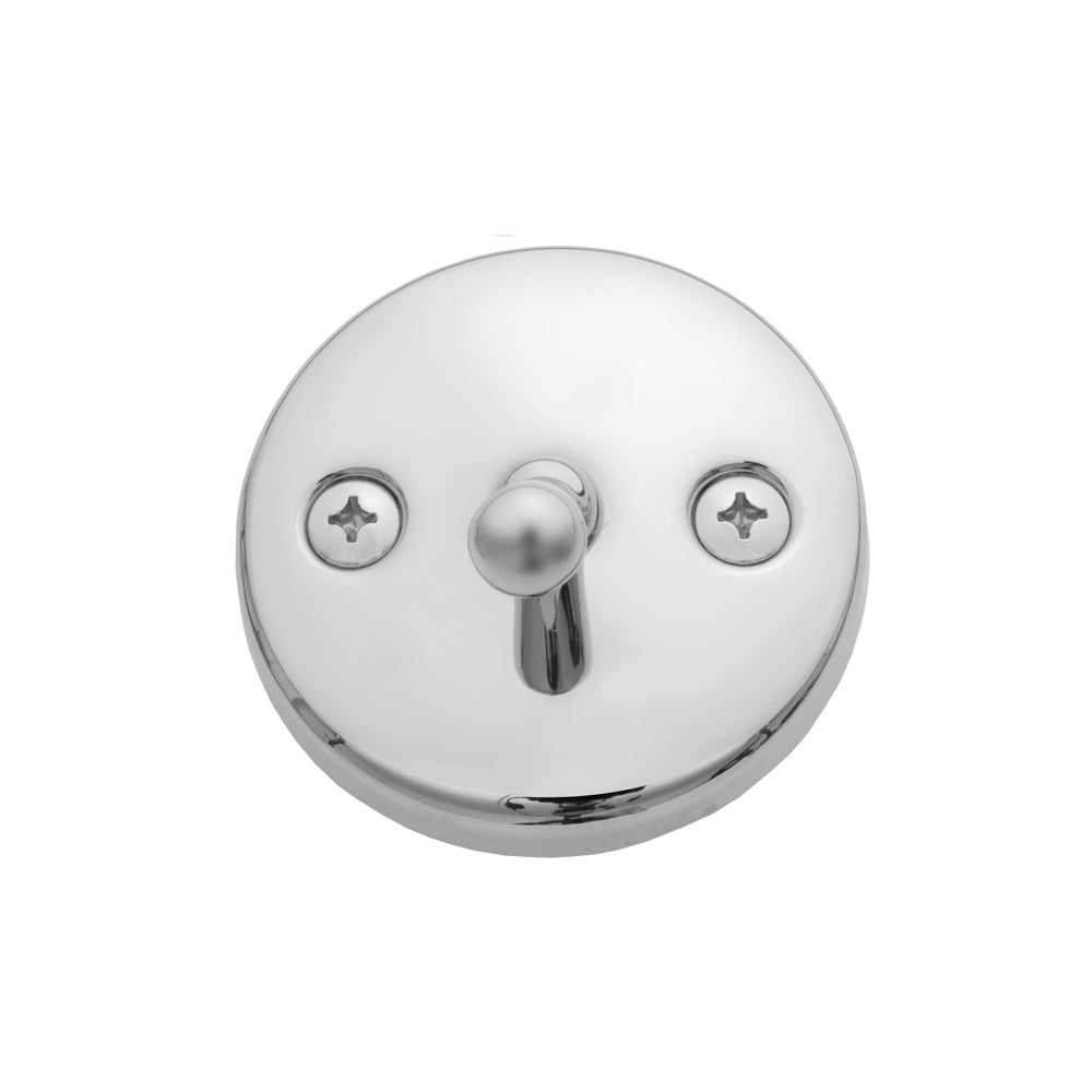 Circular metal tub faceplate with central trip lever and two mounting screw holes in caramel bronze finish.