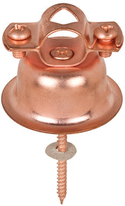 Copper plated bellhanger with dual side outlets, handle on top, and pointed screw base for installation.