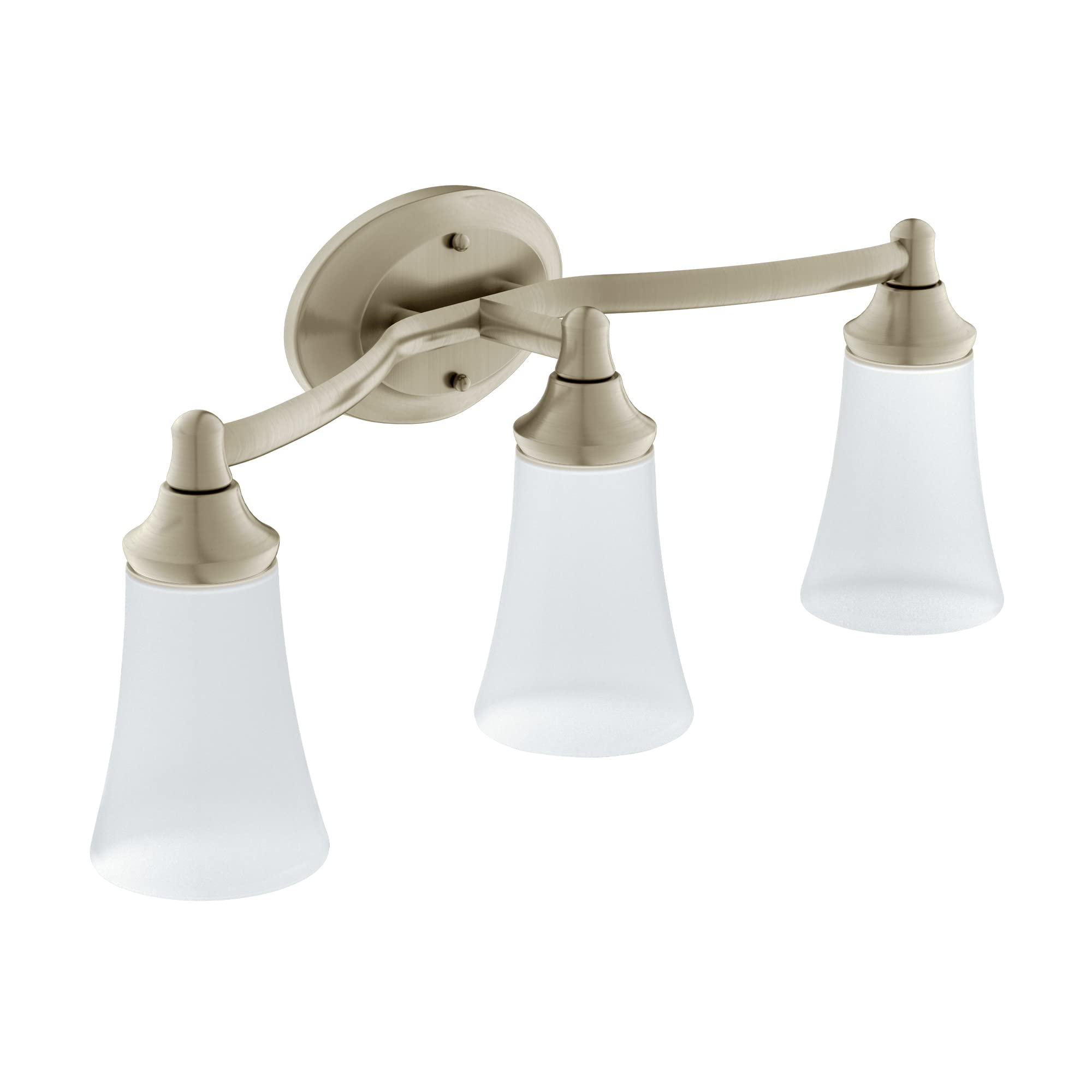 Moen Eva 3 Light Dual Mount Bathroom Vanity Fixture Bath Lighting with Frosted Glass in Brushed Nickel - YB2863BN