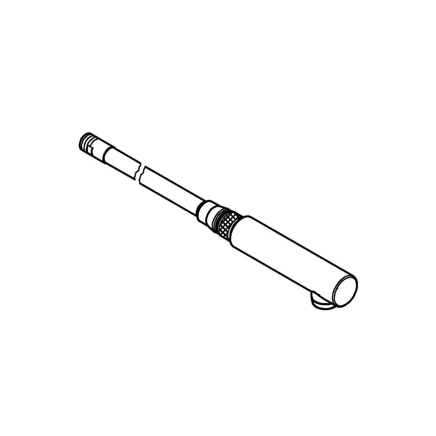 Chrome extractable shower head with hose and connection fittings.