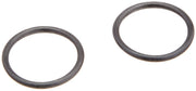 Two dark gray rubber o-rings displayed side by side on white background.