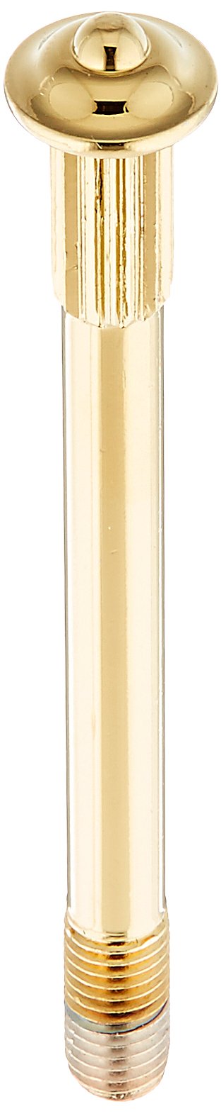Polished brass spindle with rounded dome top and ridged cylindrical shaft with threaded base.