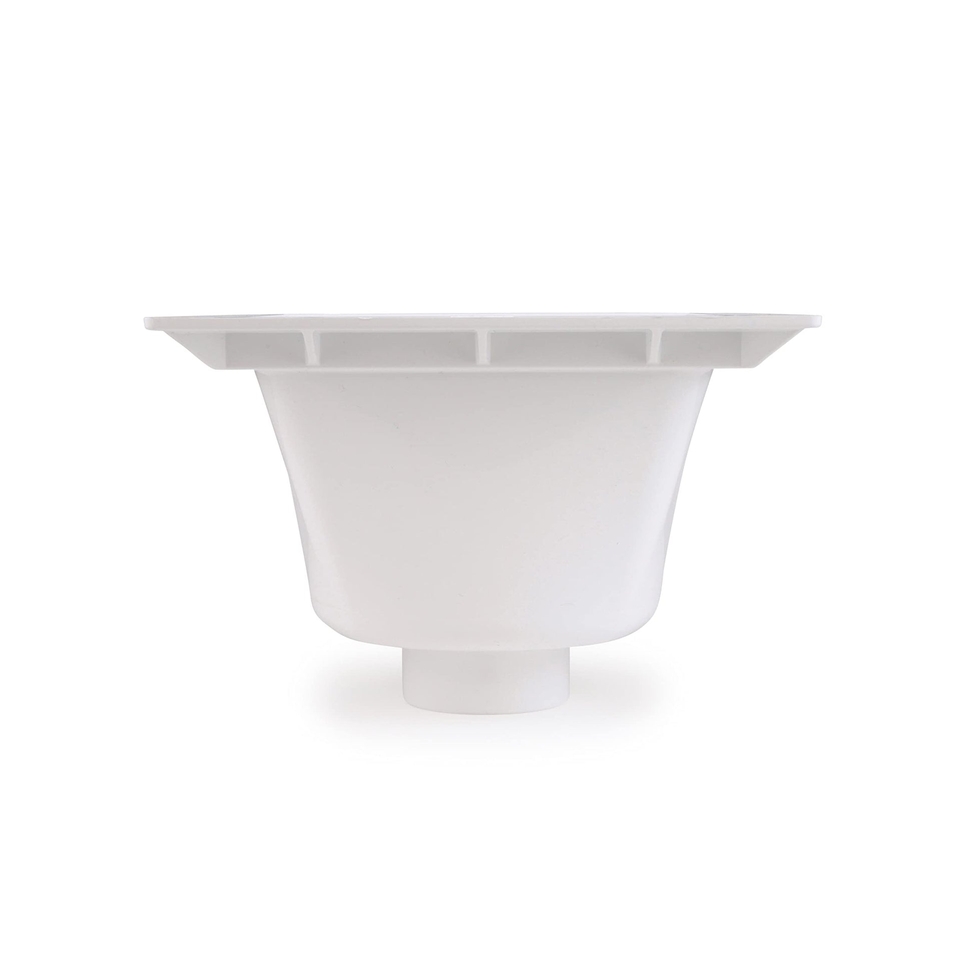 White floor-mounted utility sink with wide rim and 3-inch socket drain outlet.