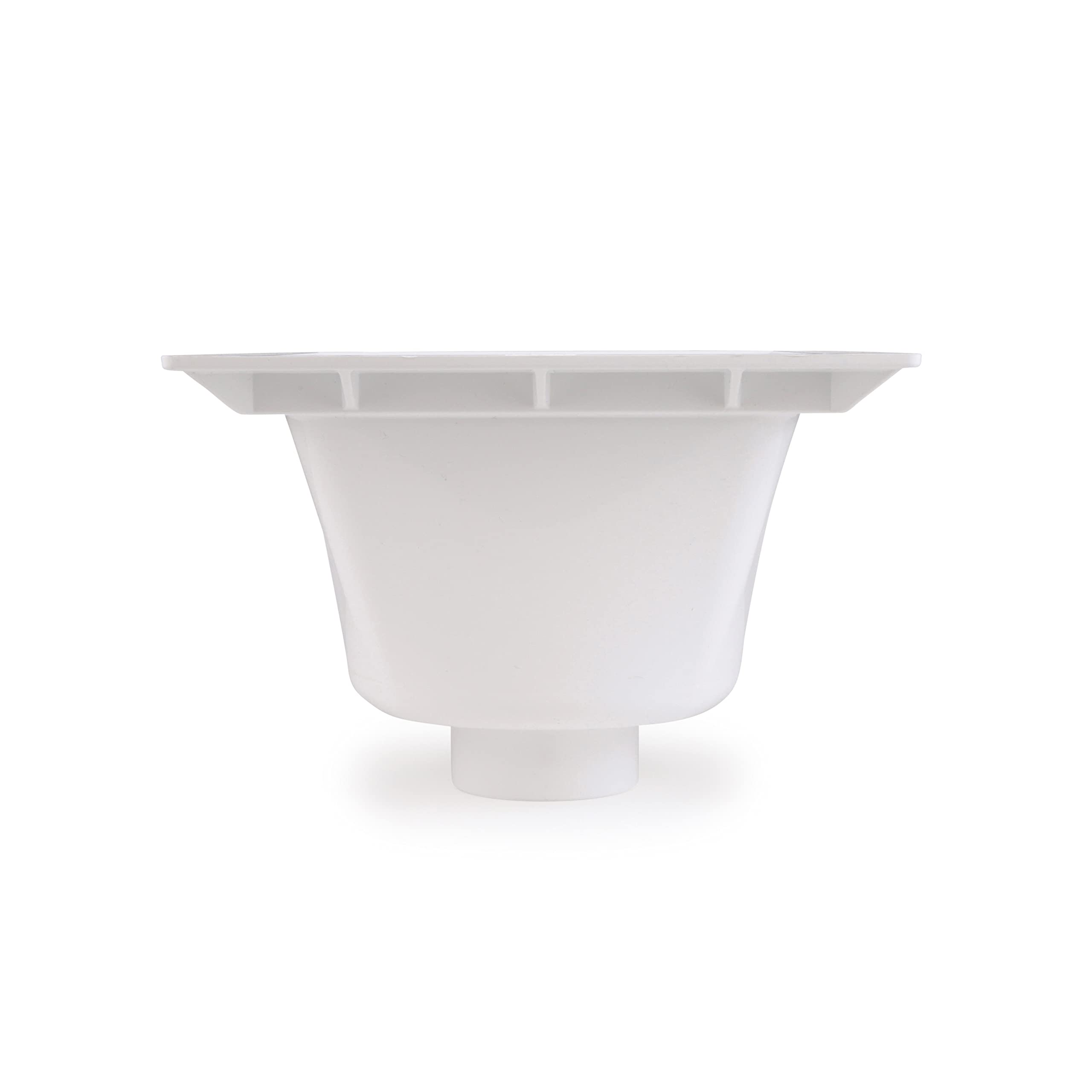 White floor-mounted utility sink with wide rim and 3-inch socket drain outlet.