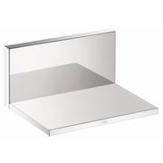 Chrome tub spout trim with rectangular backplate and shelf ledge, shown at angle.