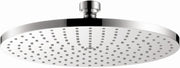 Chrome circular shower head with multiple spray jets, 240mm diameter with polished finish and chrome arm connector.