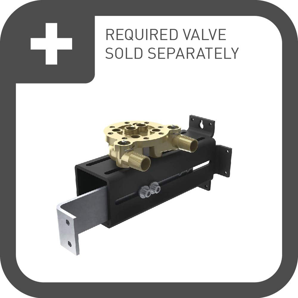 Brass valve body with black mounting bracket and threaded connectors for tub filler installation.