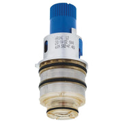 Grohe 3/4" reversed thermostatic cartridge with blue cap, white body, mesh screens, and brass components.
